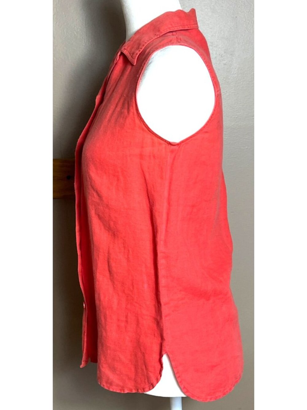 Richard Malcom Irish Linen Blouse Red Button Up Summer Preppy Retro Casual Wom 4 - Picture 4 of 7